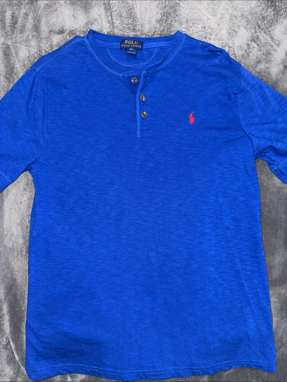 Polo by Ralph Lauren Royal Blue Short Sleeve Henley with Red Pony